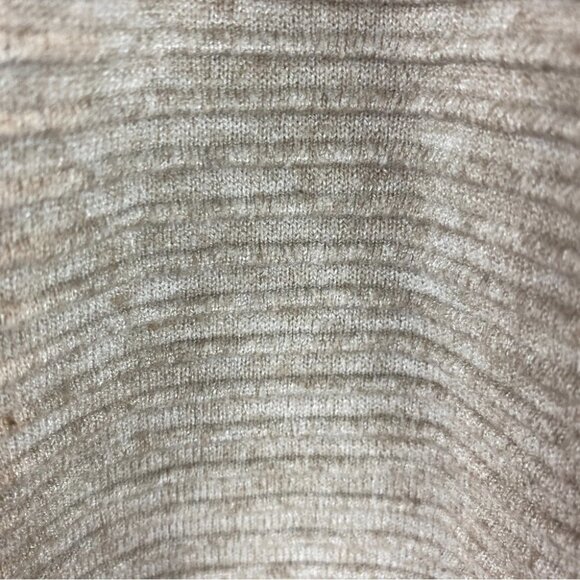 Cyrus Neutral Open Front Long Sleeve Pockets Ribbed Knit Cardigan Large Cream - Picture 4 of 8